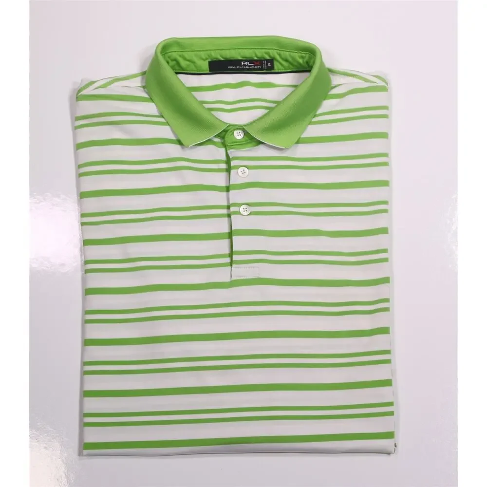 RLX Ralph Lauren X Green White Striped Performance Golf Polo Shirt Men's XL - Picture 1 of 7